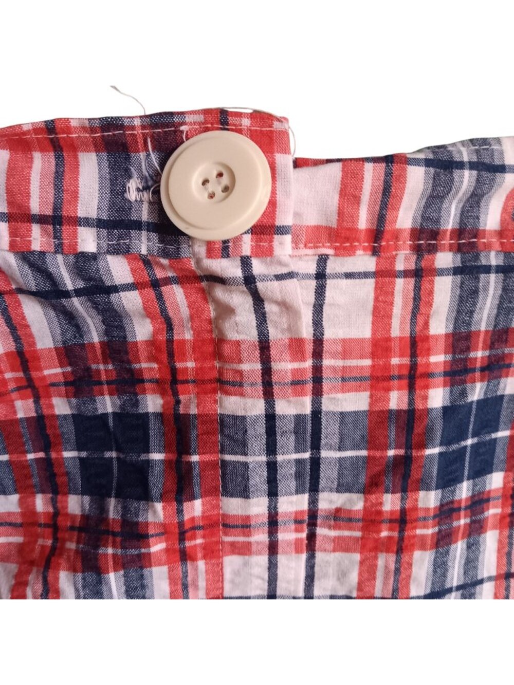 True Vintage Women's Shorts 22W 22" Handmade Seersucker Plaid High-Waisted 70's